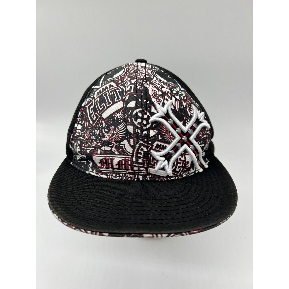 MMA Autographed Elite Hat Cap Fitted Mens Large Black Graphic Fight Baseball